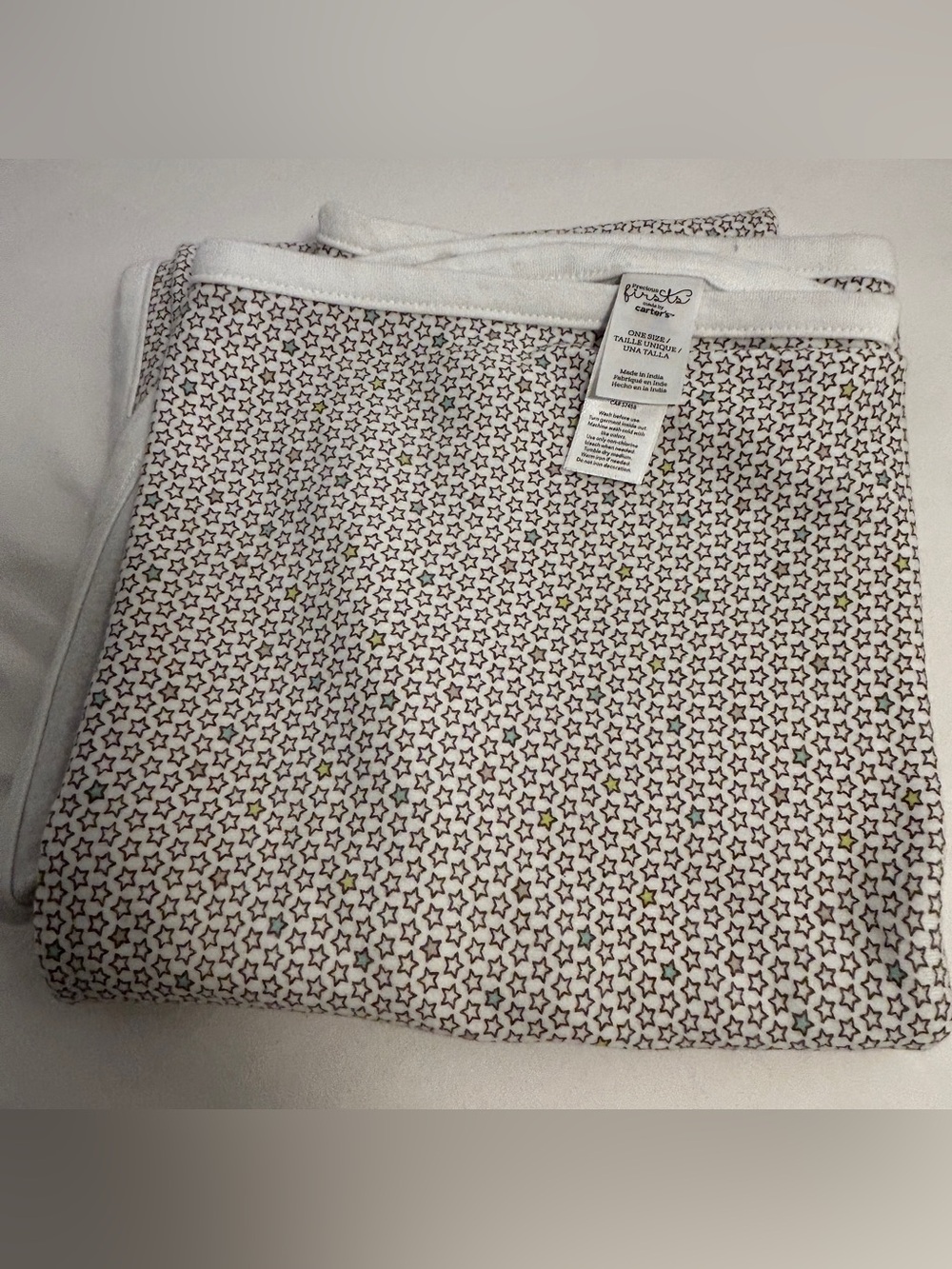 Precious Firsts by Carters Star Baby Blanket White Green Brown Blue Jersey 2016